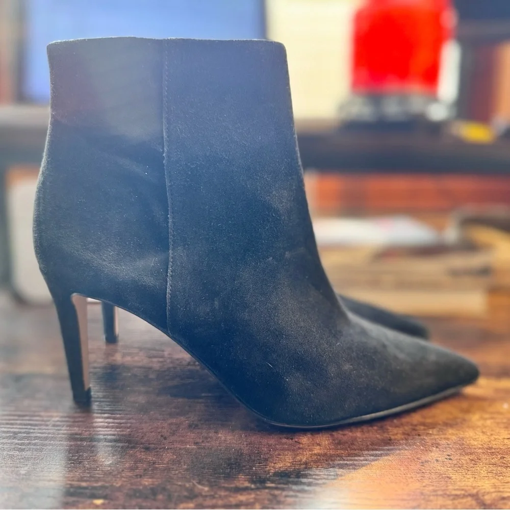 Sam Edelman Black Suede Pointed Toe Stiletto Ankle Boots - Size 9